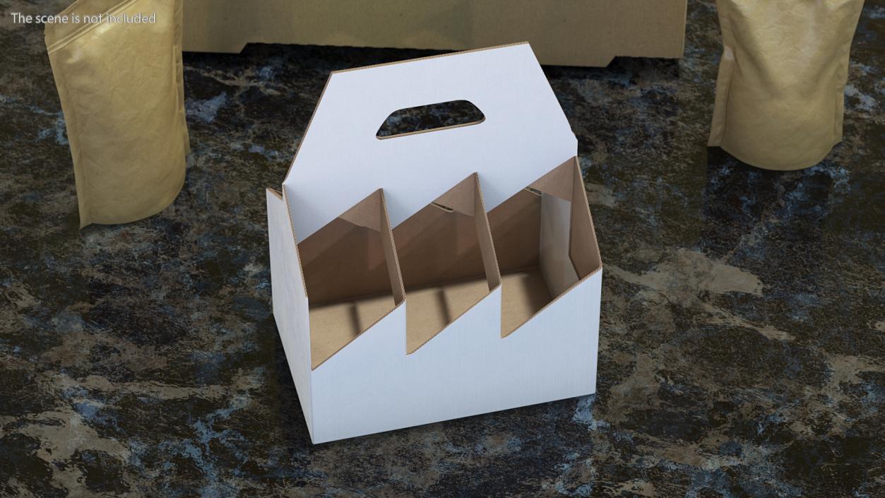 Six Pack Bottle White Cardboard Carrier Box Empty 3D model