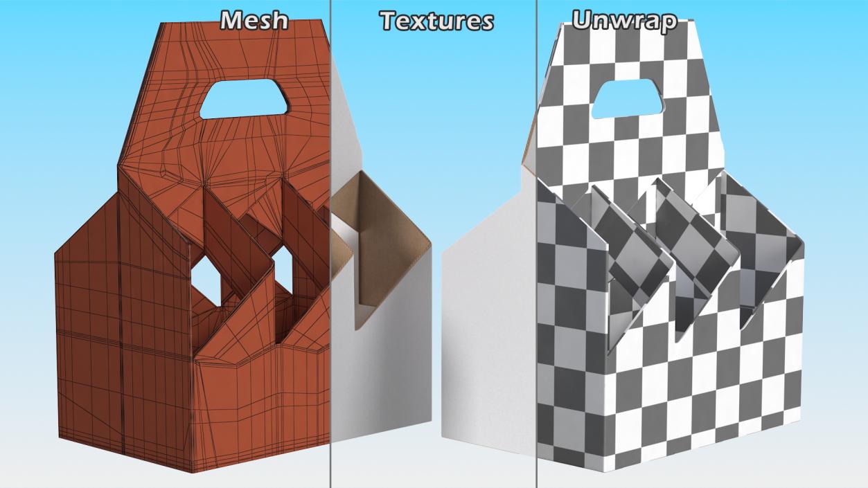 Six Pack Bottle White Cardboard Carrier Box Empty 3D model