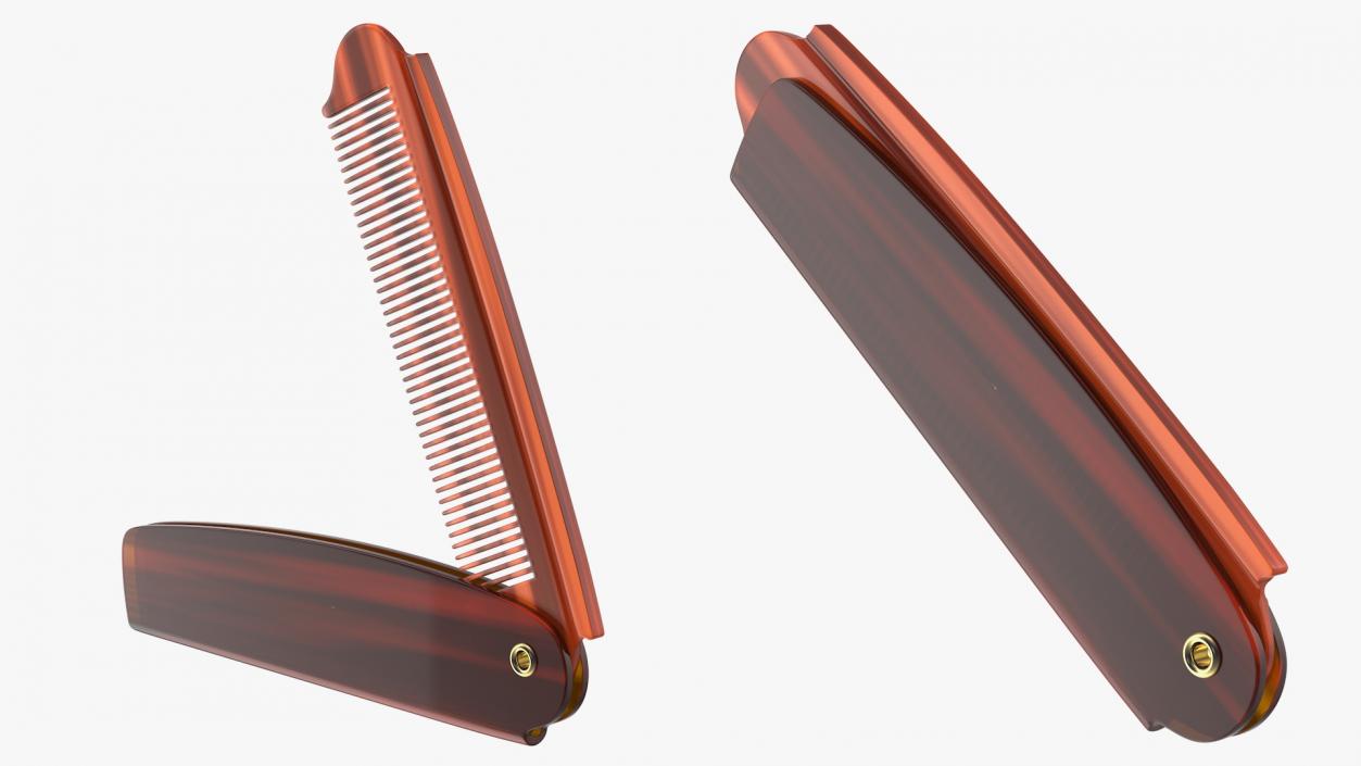 3D model Folding Pocket Comb Brown