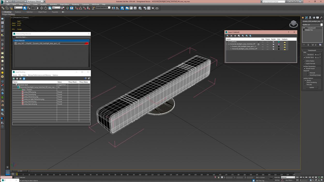 3D Horizontal Backlight Lamp Switched Off model