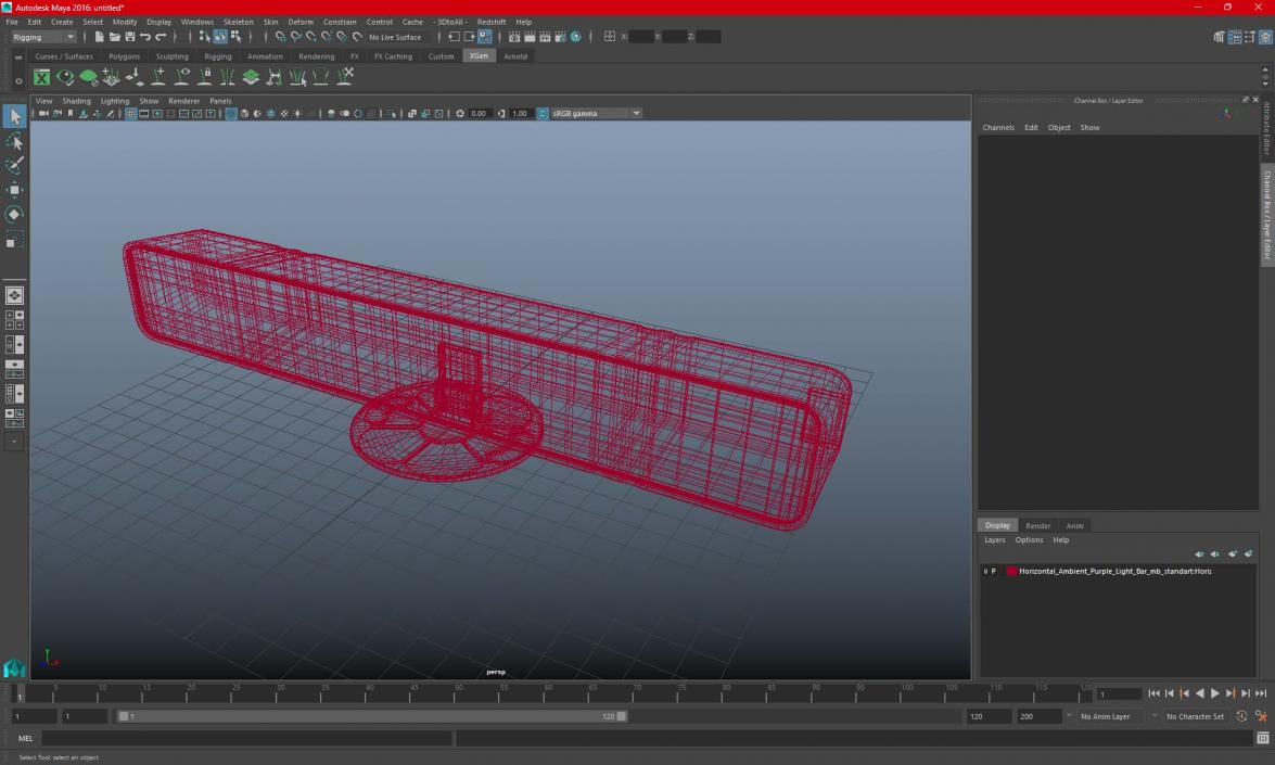 3D Horizontal Backlight Lamp Switched Off model