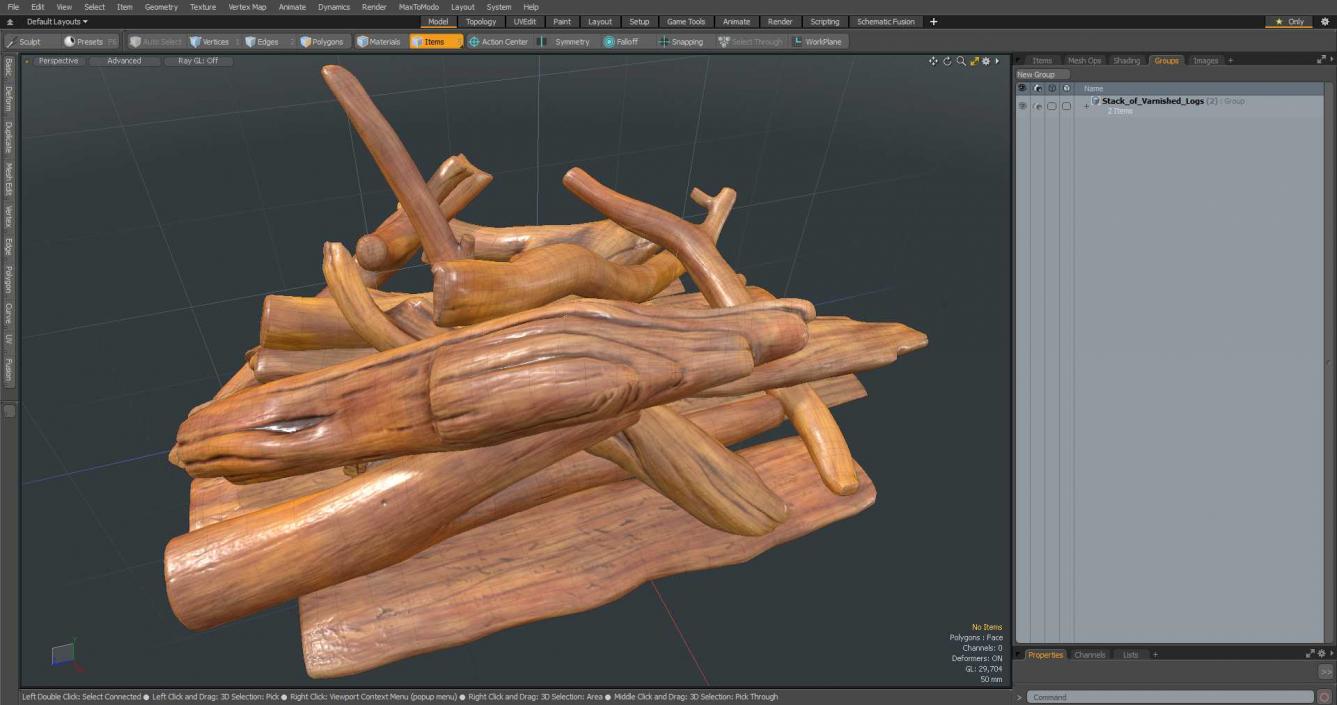 3D Stack of Varnished Logs model