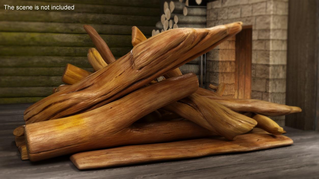 3D Stack of Varnished Logs model