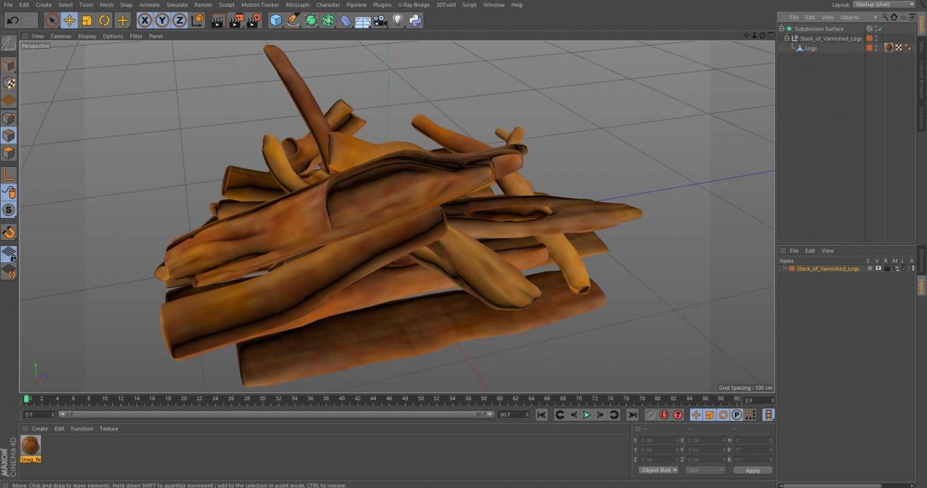 3D Stack of Varnished Logs model