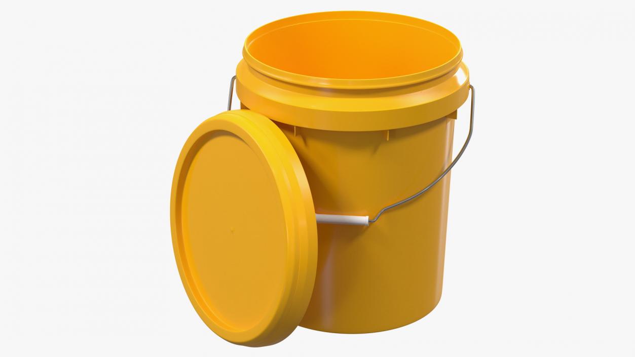 3D Plastic Bucket 20L with Lid and Handle model