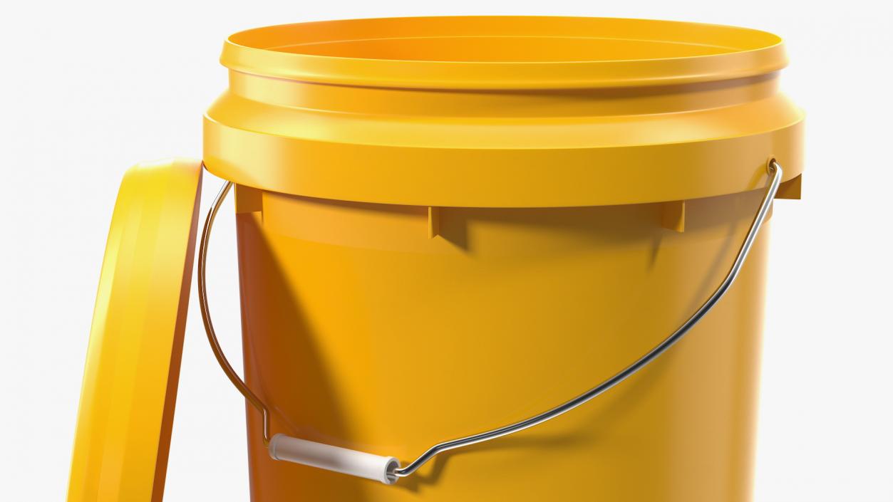 3D Plastic Bucket 20L with Lid and Handle model