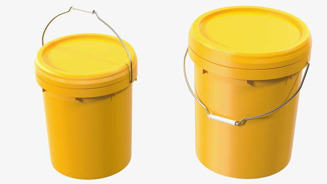 3D Plastic Bucket 20L with Lid and Handle model