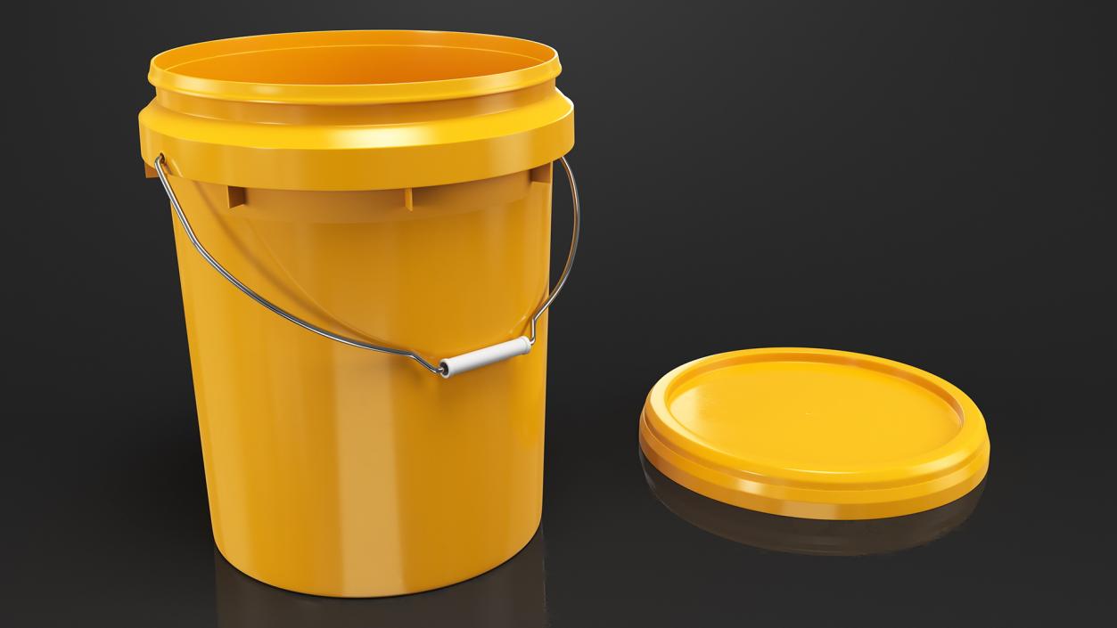 3D Plastic Bucket 20L with Lid and Handle model