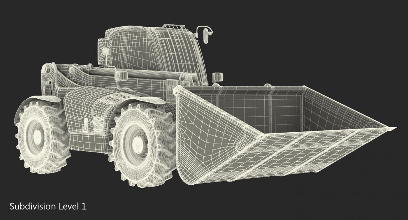 3D model JCB 535 Telehandler Scoop Bucket Dirty Rigged