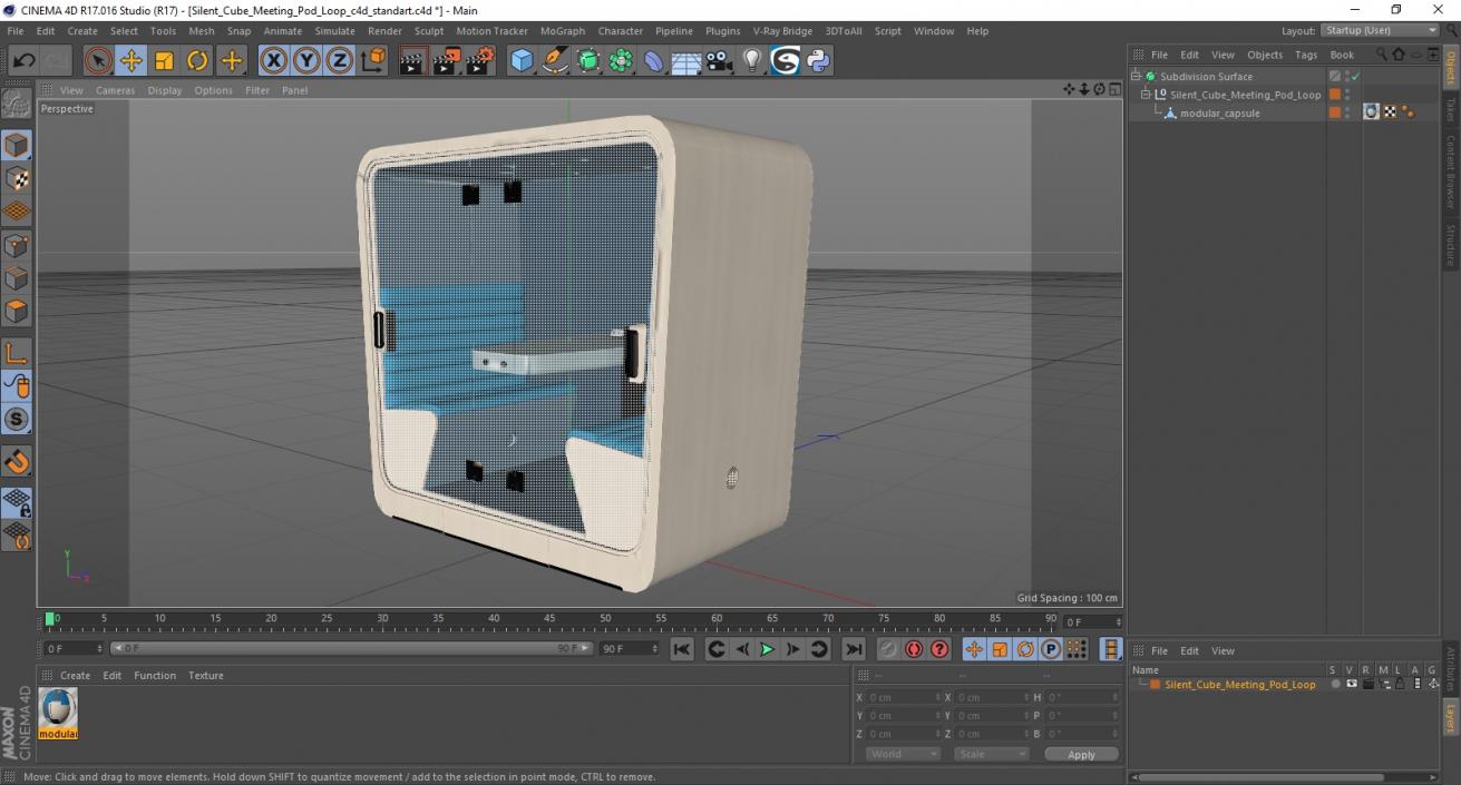 3D Silent Cube Meeting Pod Loop model