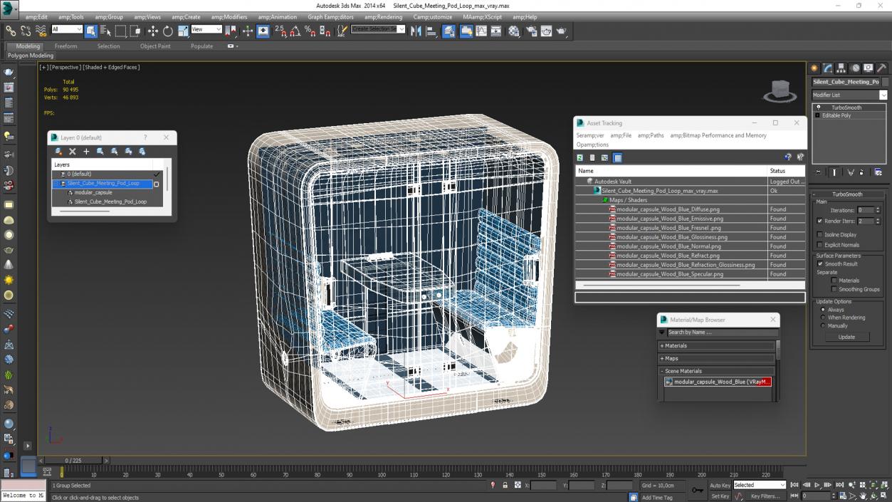 3D Silent Cube Meeting Pod Loop model