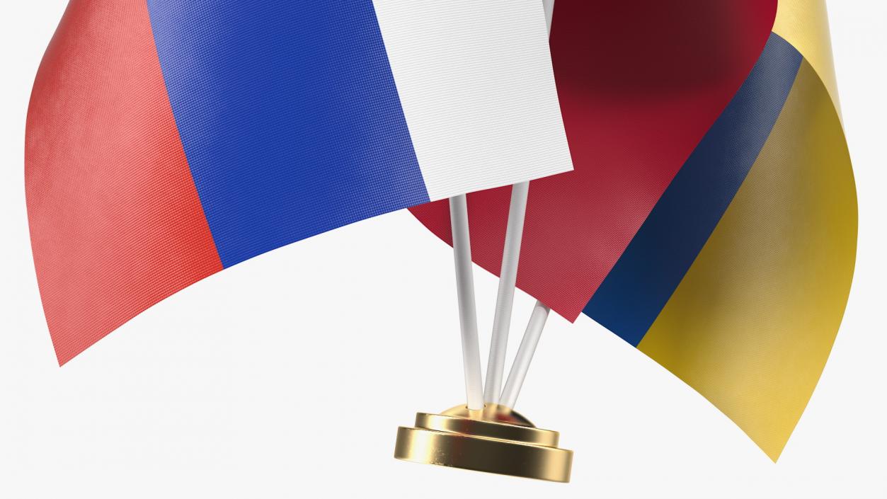 3D Table Flags Russia Ukraine Poland model