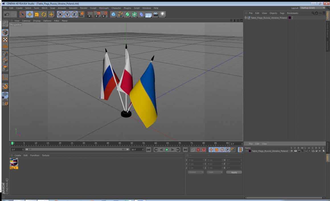 3D Table Flags Russia Ukraine Poland model