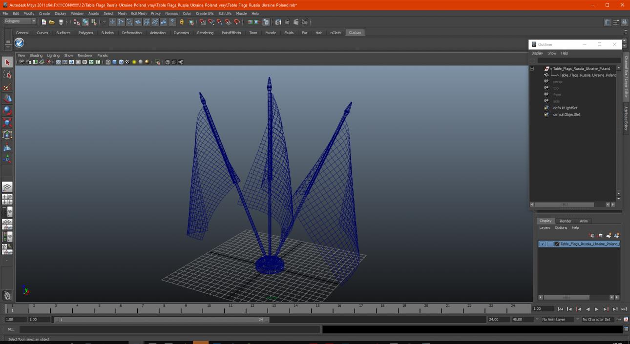 3D Table Flags Russia Ukraine Poland model