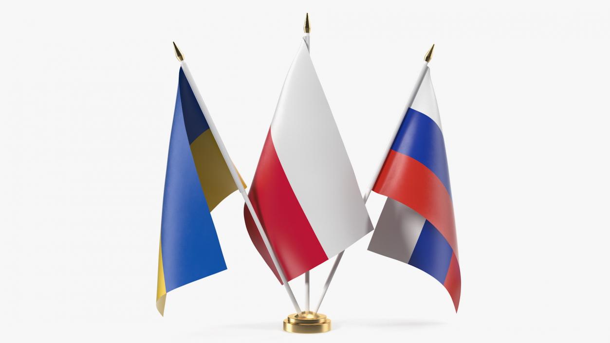 3D Table Flags Russia Ukraine Poland model