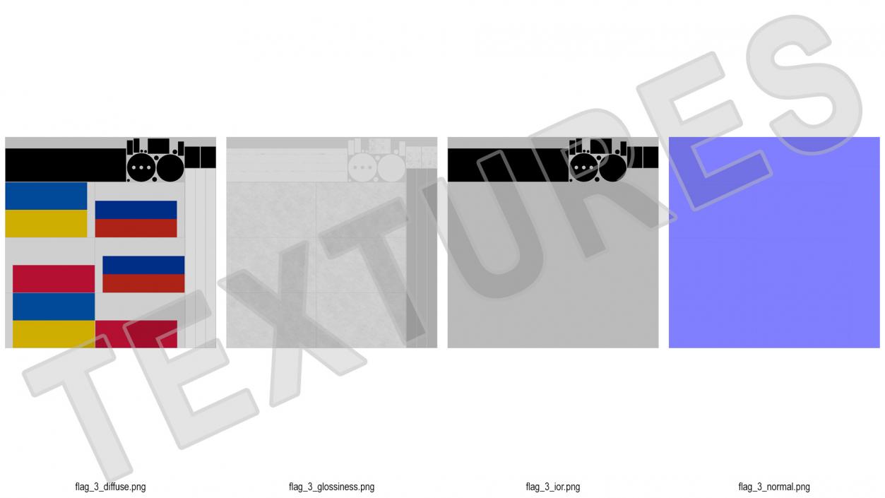 3D Table Flags Russia Ukraine Poland model