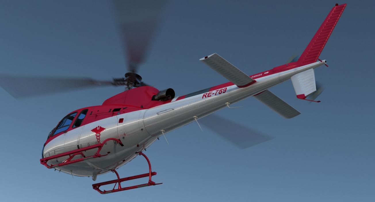 3D Medical Transport Helicopter Eurocopter AS-350