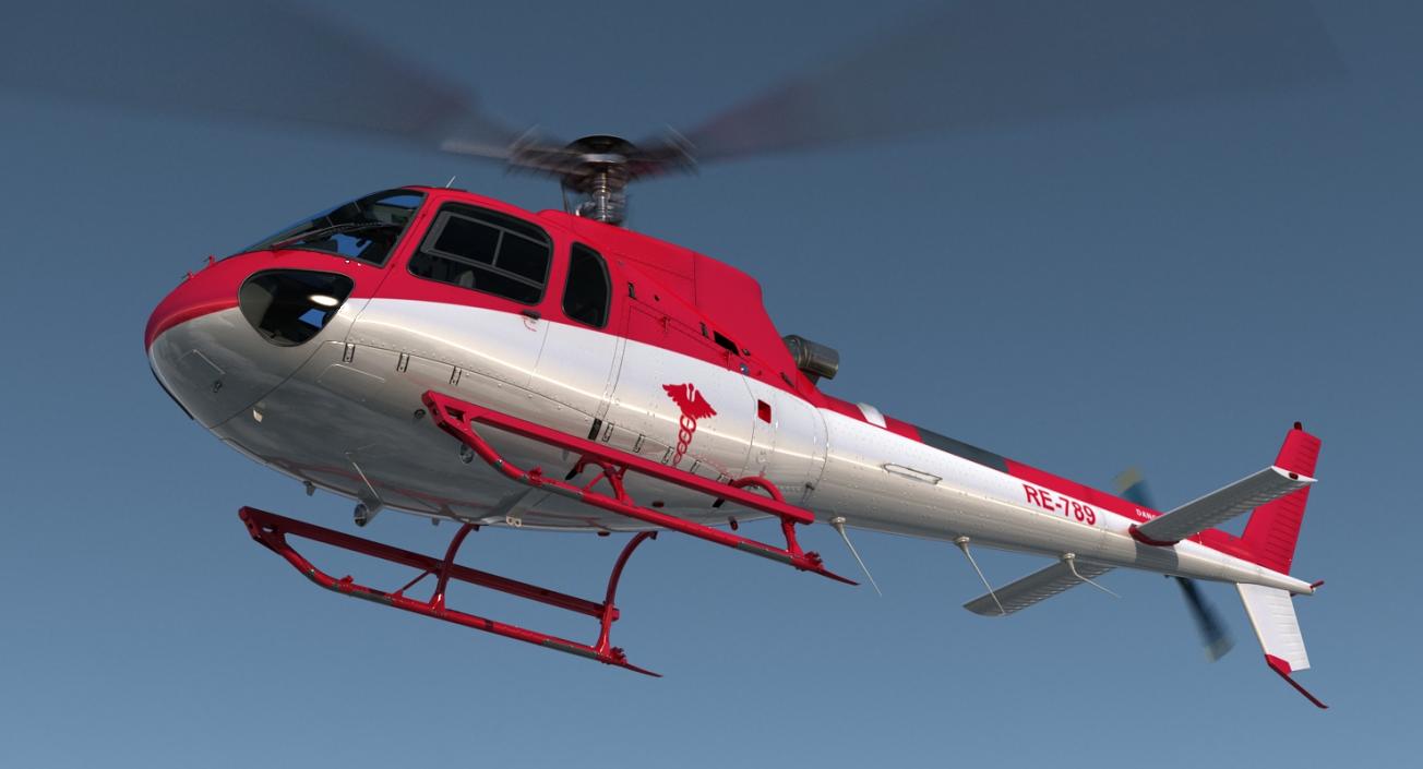 3D Medical Transport Helicopter Eurocopter AS-350