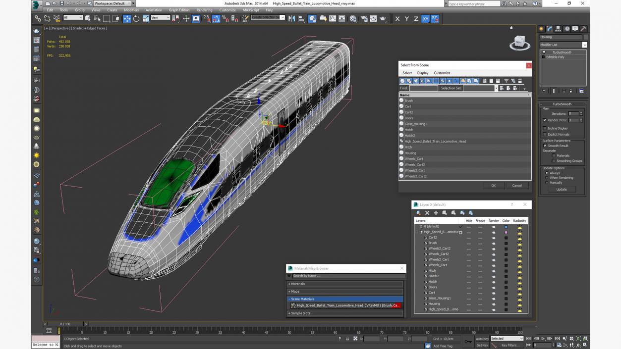 High Speed Bullet Train Locomotive Head 3D model