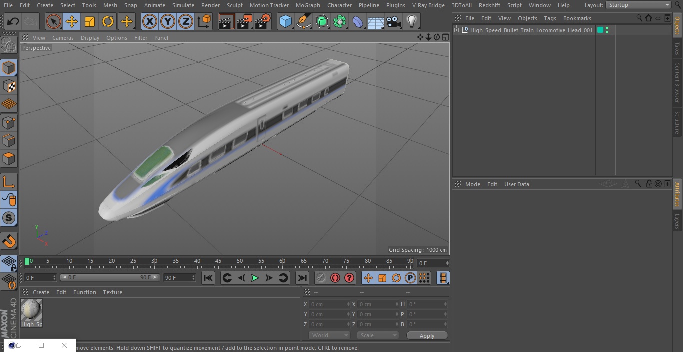 High Speed Bullet Train Locomotive Head 3D model