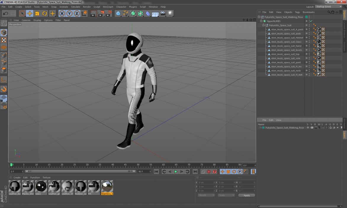 Futuristic Space Suit Walking Pose 3D model