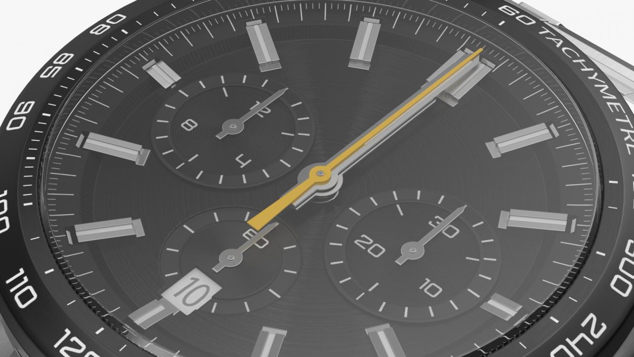 Chronograph Mechanical Watch Black Dial 3D model