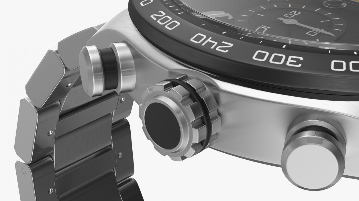 Chronograph Mechanical Watch Black Dial 3D model