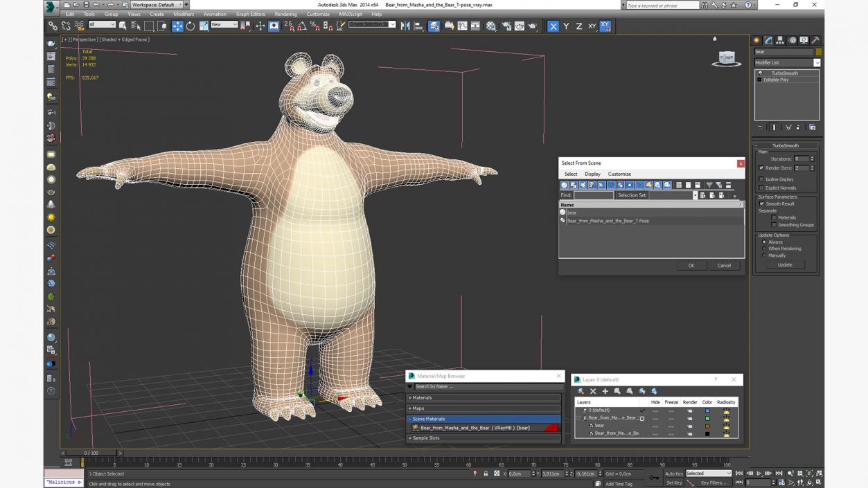 3D model Bear from Masha and the Bear T-pose