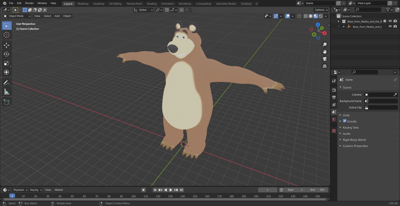 3D model Bear from Masha and the Bear T-pose