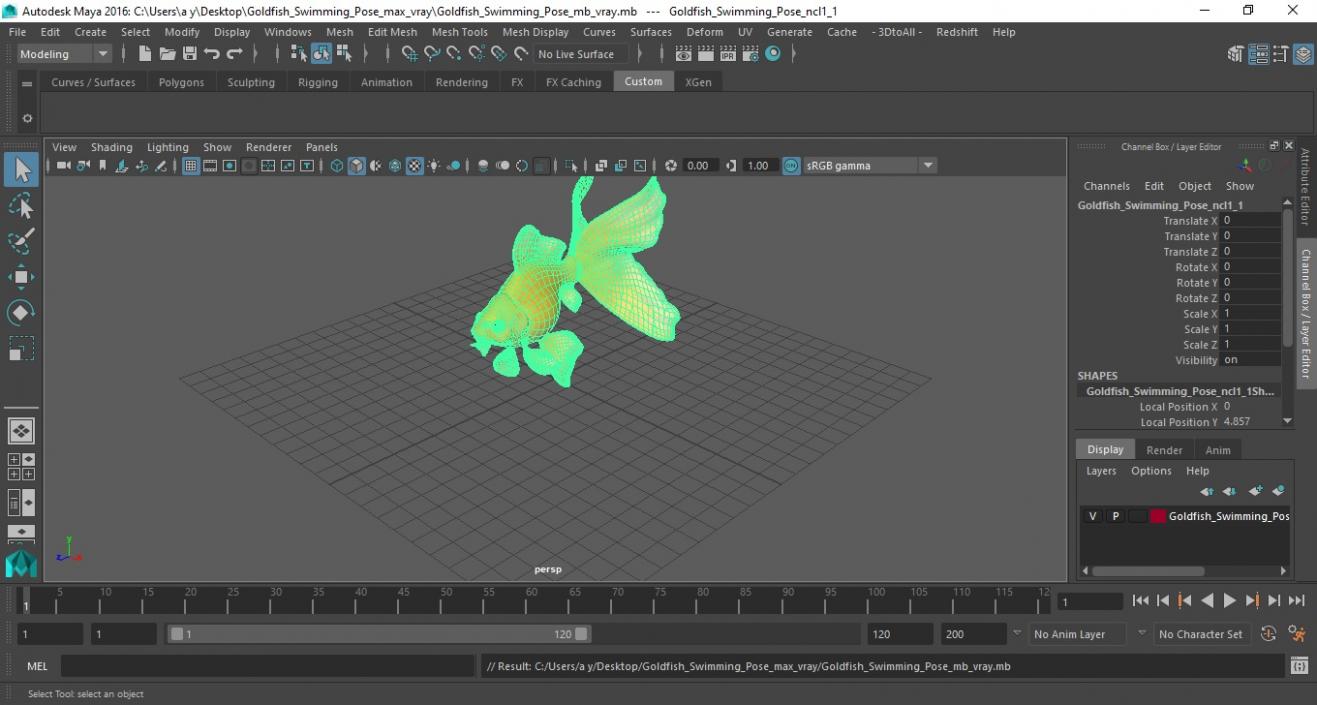 Goldfish Swimming Pose 3D