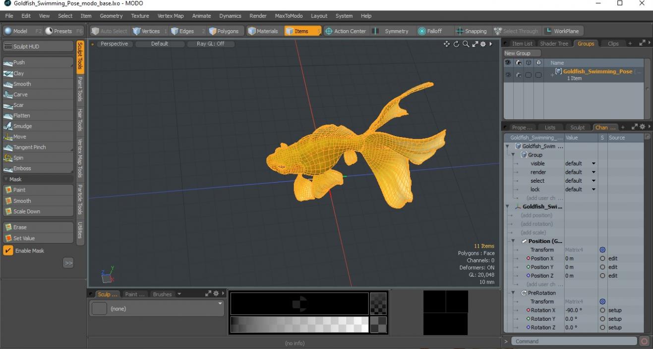 Goldfish Swimming Pose 3D