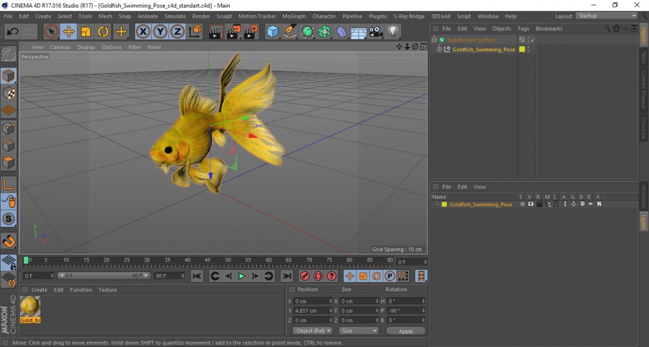 Goldfish Swimming Pose 3D