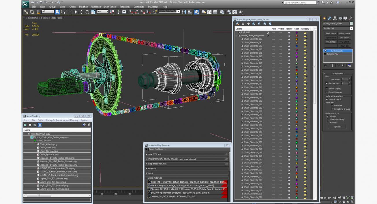 3D model Bicycle Chain with Pedals