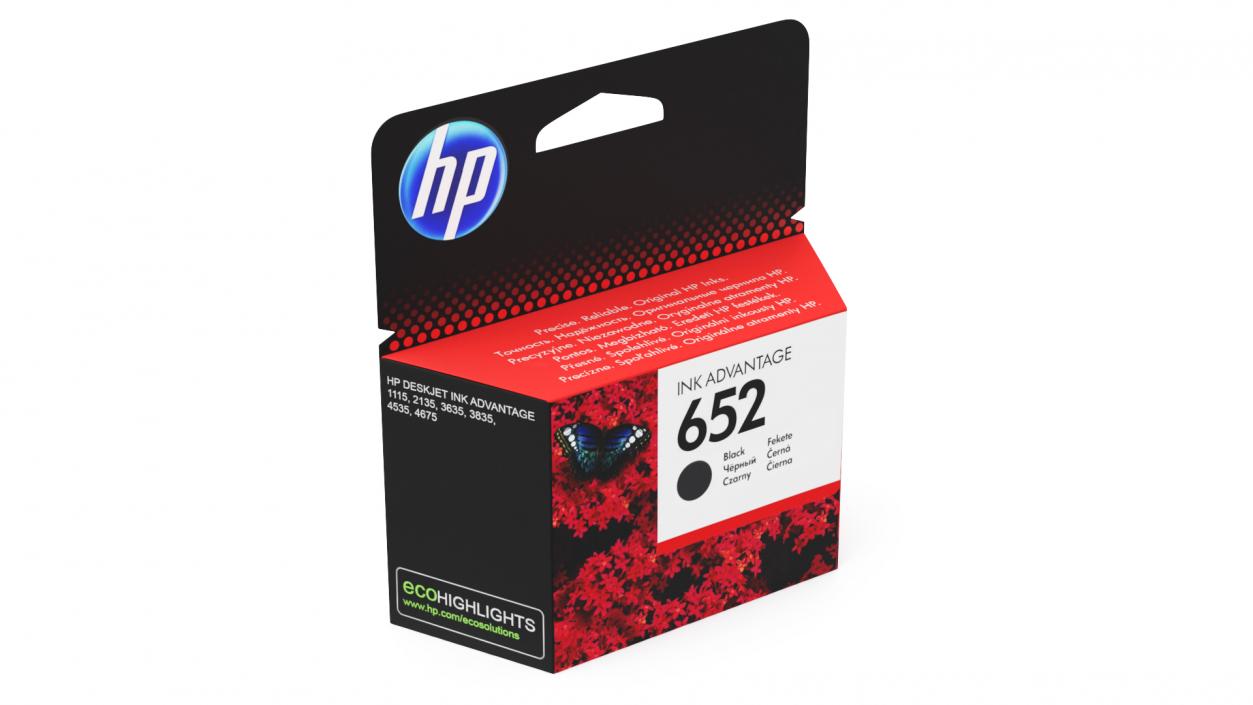 3D HP 652 Black Cartridge Box