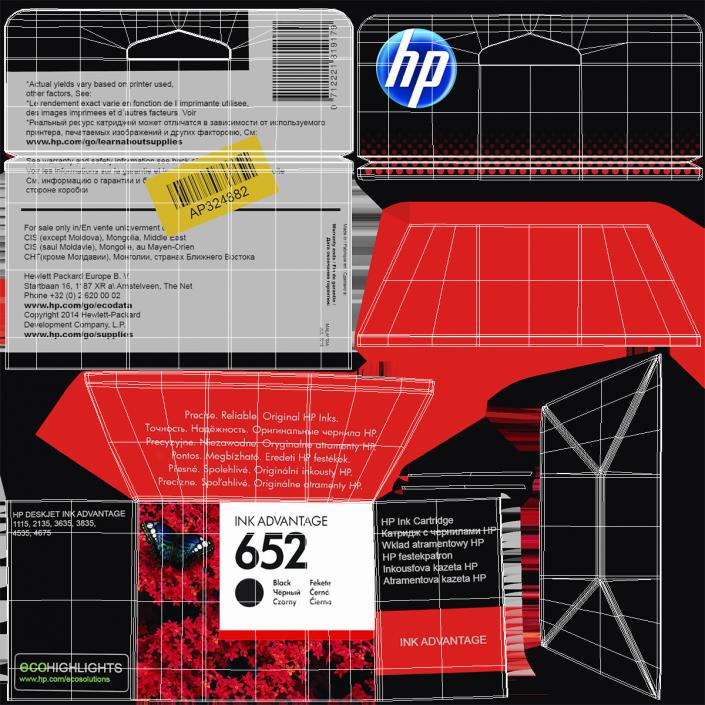 3D HP 652 Black Cartridge Box