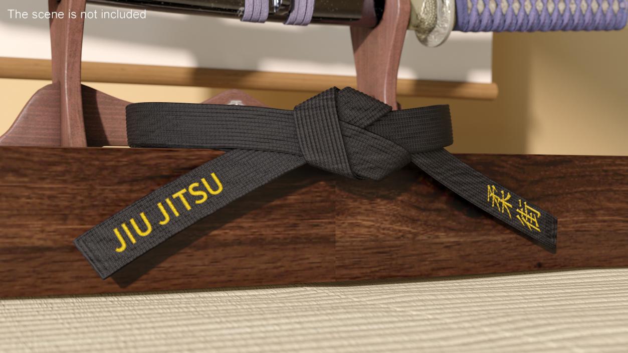 3D model Jiu Jitsu Black Waist Obi Belt