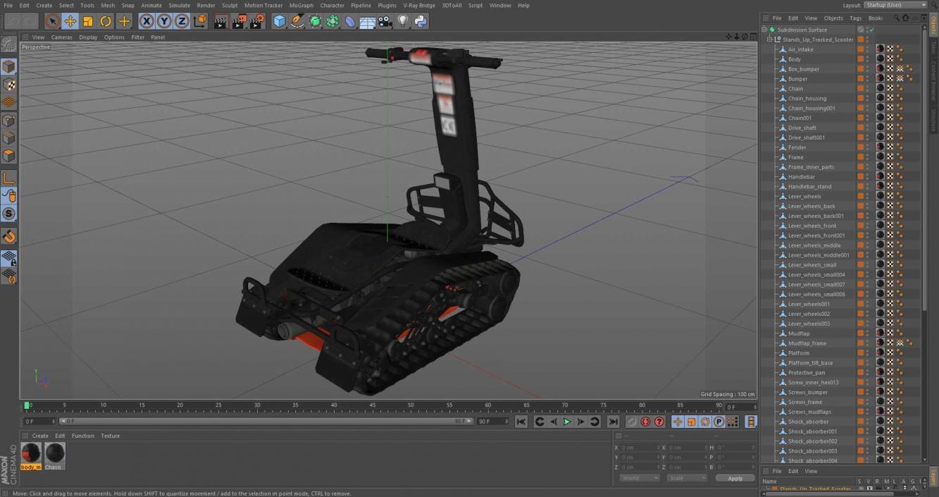 3D model Stands Up Tracked Scooter