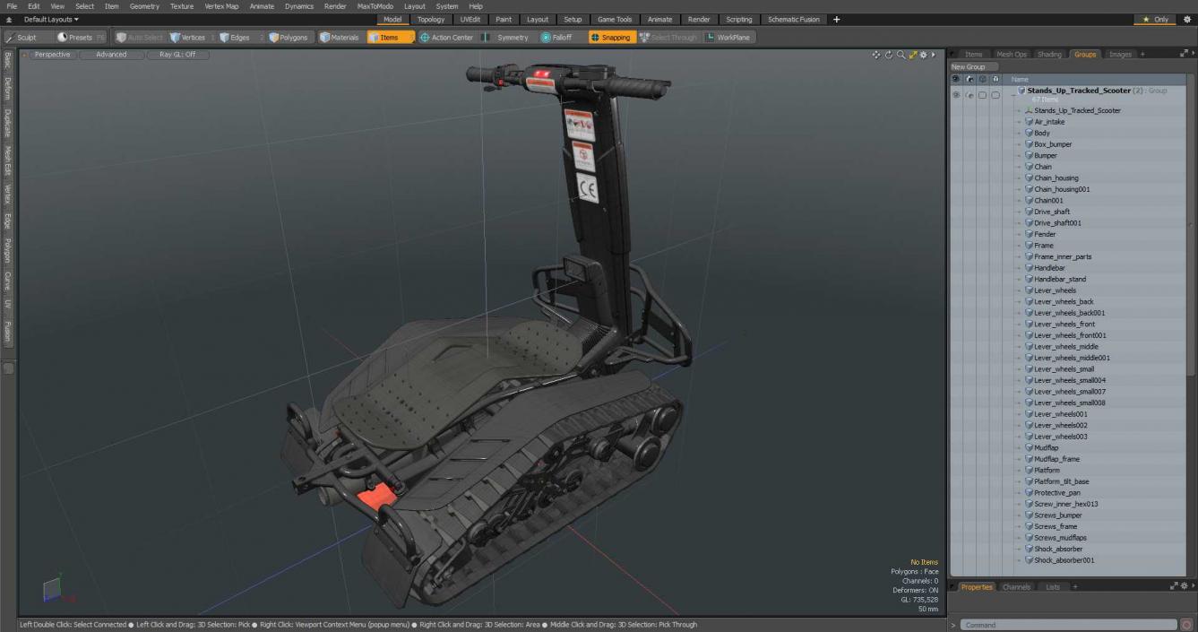 3D model Stands Up Tracked Scooter