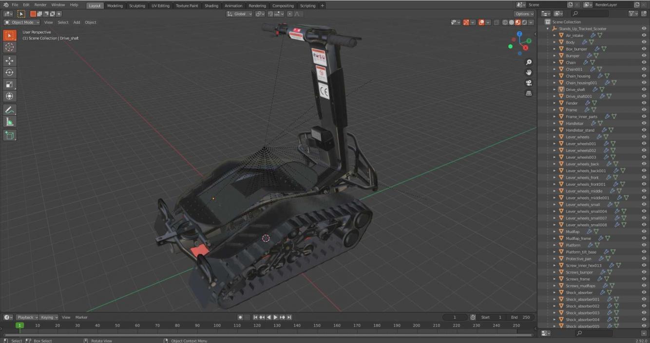 3D model Stands Up Tracked Scooter