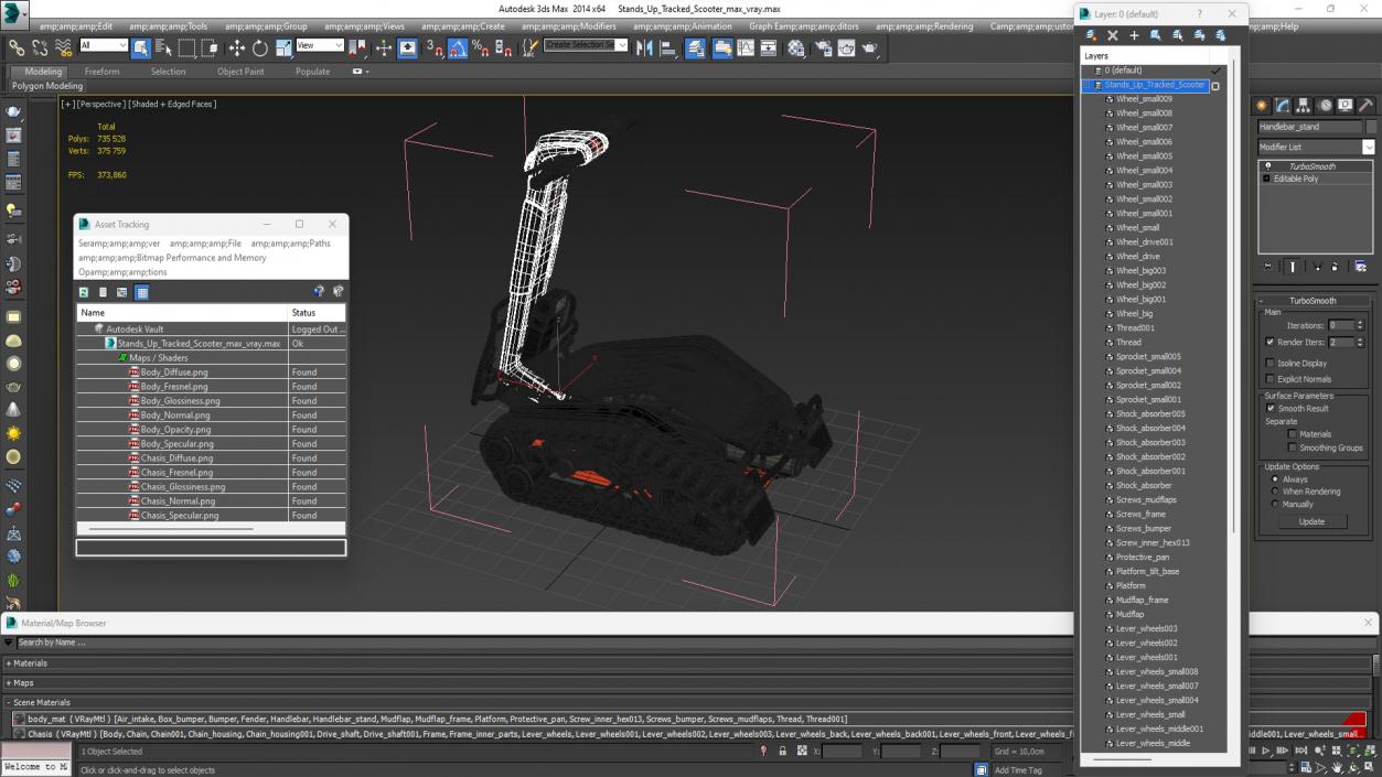 3D model Stands Up Tracked Scooter