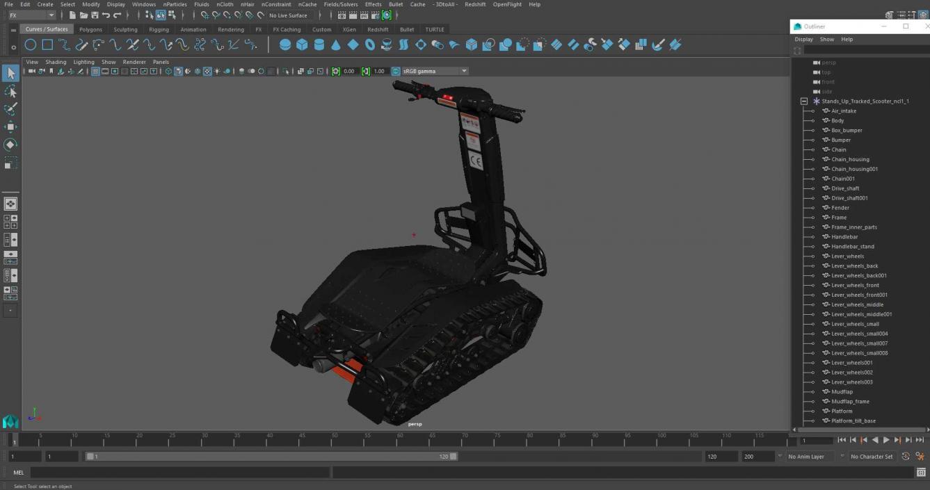 3D model Stands Up Tracked Scooter