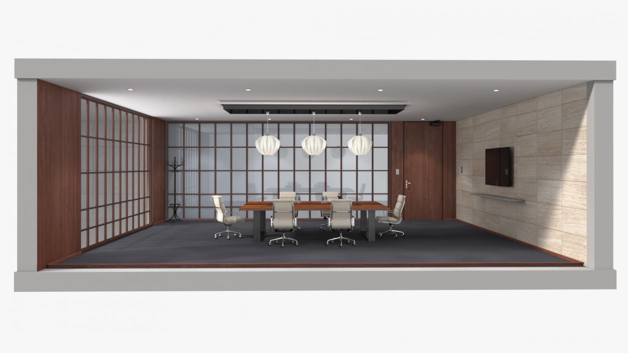 Airy Meeting Room with Furniture 3D