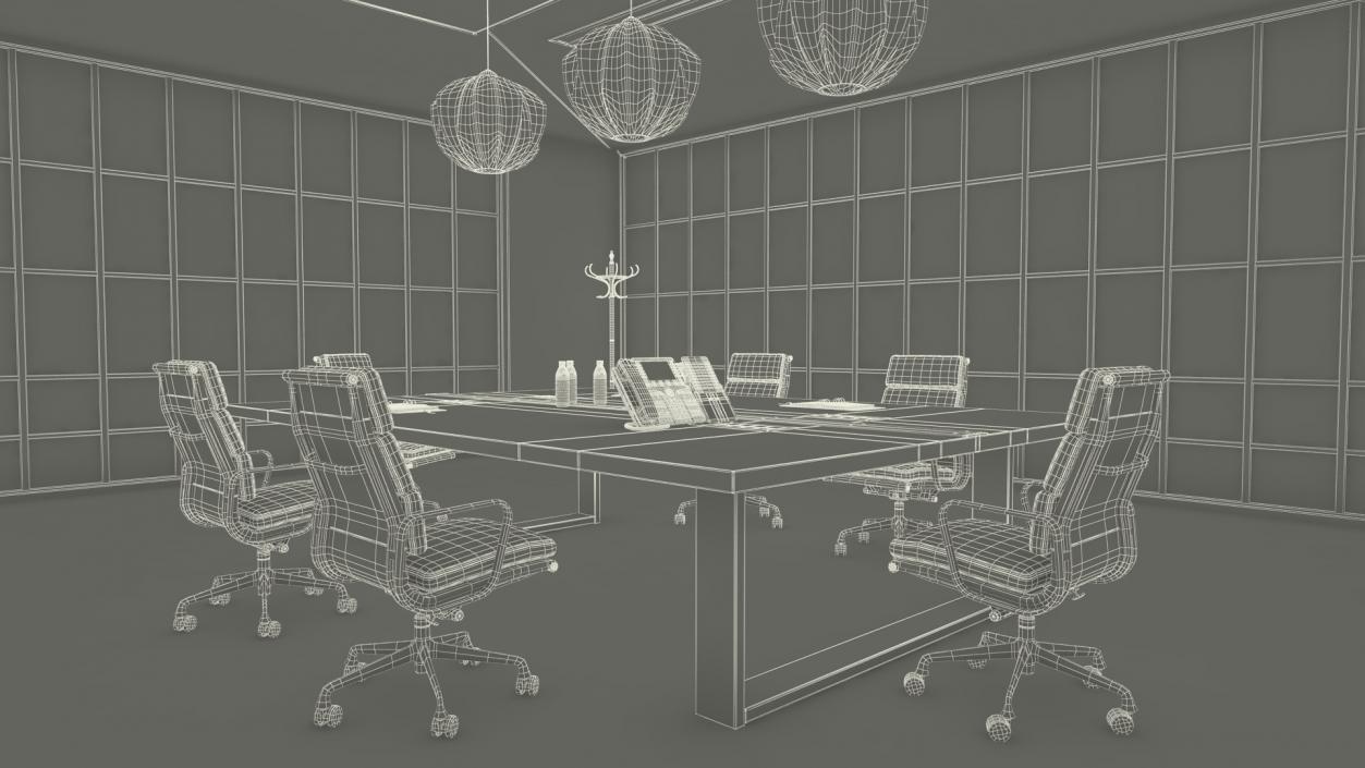 Airy Meeting Room with Furniture 3D