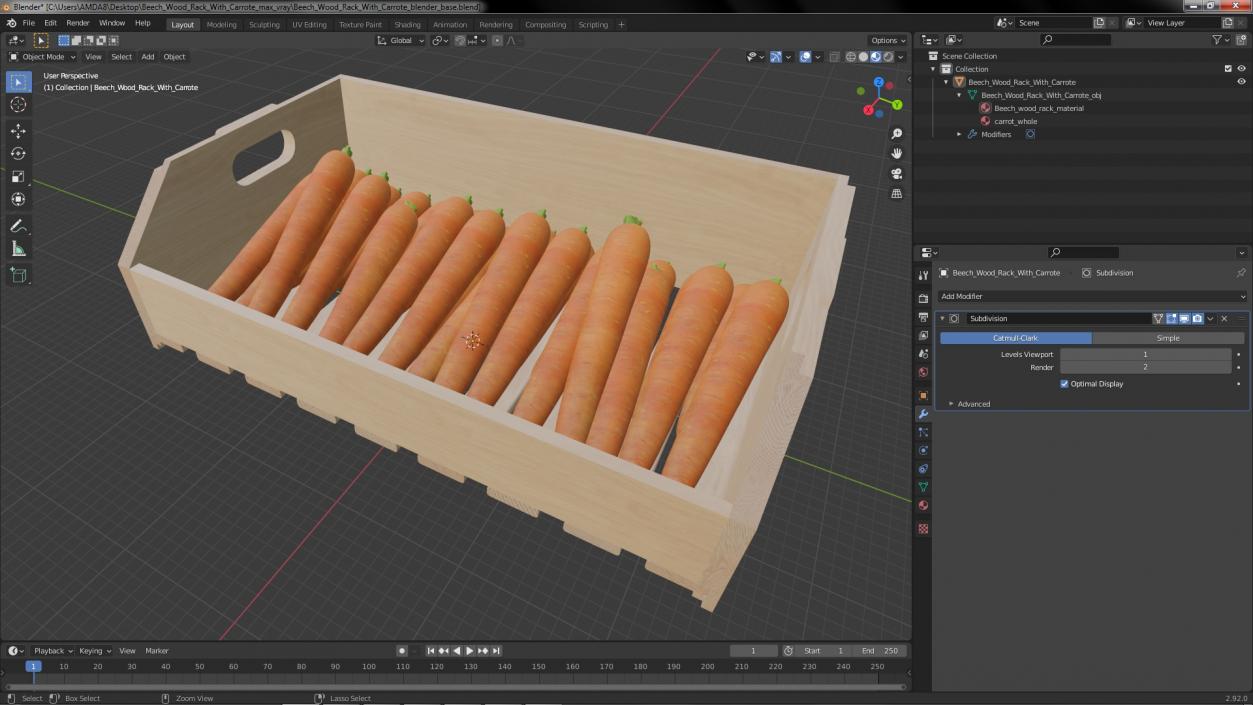 Beech Wood Rack with Carrot 3D