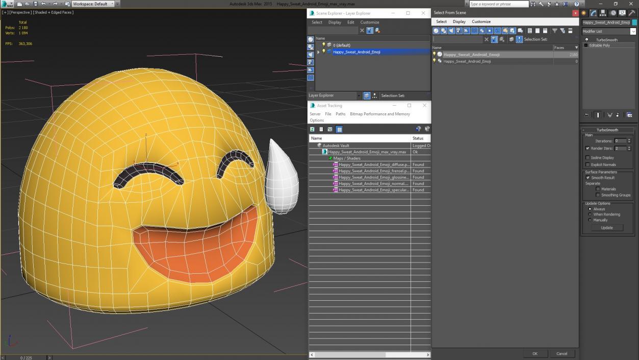 3D model Happy Sweat Android Emoji