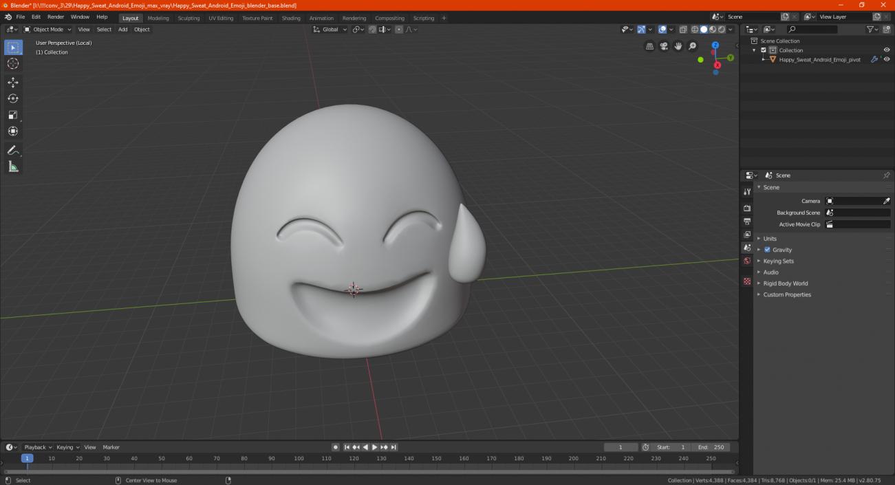 3D model Happy Sweat Android Emoji