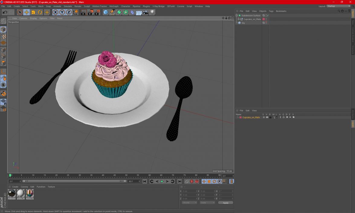 3D Cupcake on Plate 2 model