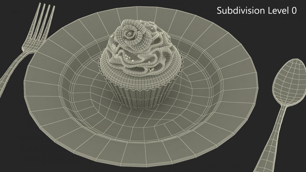 3D Cupcake on Plate 2 model