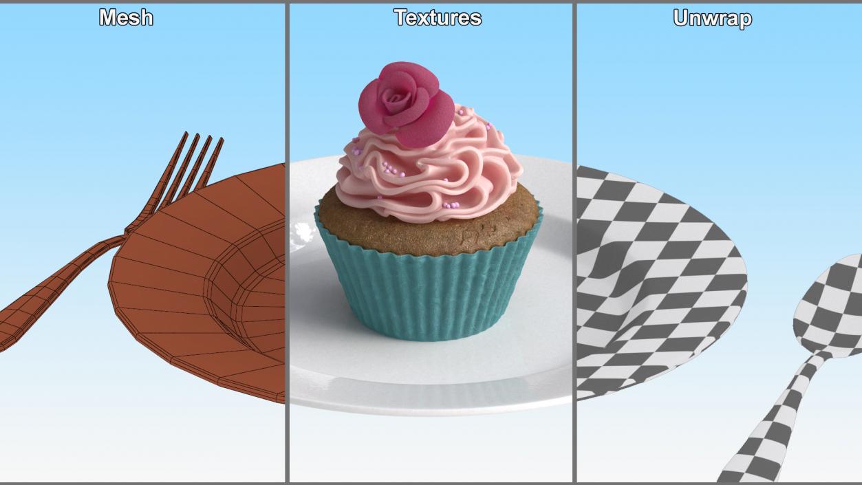 3D Cupcake on Plate 2 model