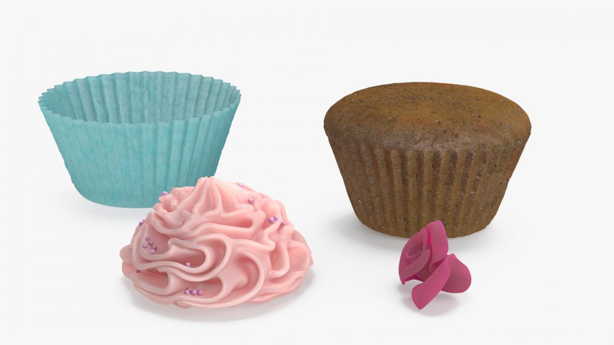 3D Cupcake on Plate 2 model